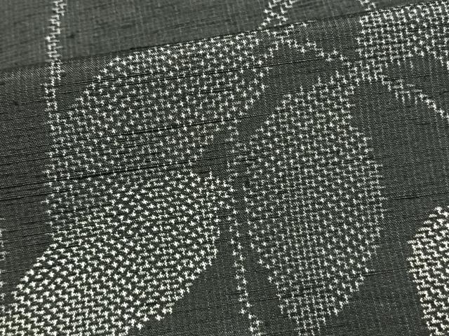 平和屋着物▽上質な紬　単衣　蔦の葉文　黒地　正絹　逸品　AAAU8600fy 平和屋着物▽上質な紬 単衣 蔦の葉文 黒地 正絹 逸品