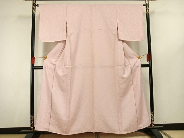 平和屋着物●上質な色無地　南天地紋　紅梅色　正絹　逸品　未使用　AAAV9003np 平和屋着物○上質な色無地 南天地紋 紅梅色 正絹 逸品 未