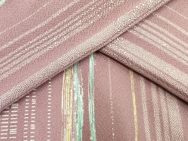 平和屋着物▽小紋　単衣　変わり縞　洗える着物　AAAU8629fy