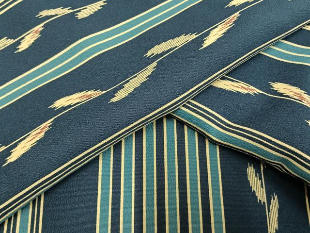 平和屋着物▽小紋　単衣　縞　洗える着物　AAAU8648fy