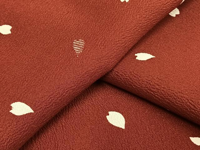 平和屋着物▽小紋　単衣　舞桜文　洗える着物　AAAU8650fy