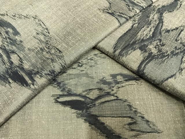 平和屋着物▽上質な紬　単衣　冊子文　正絹　逸品　AAAU8672fy