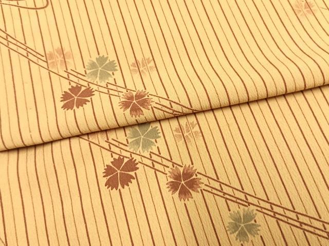 平和屋着物▽小紋 単衣 流水花文 洗える着物 AAAU8694fy 小紋