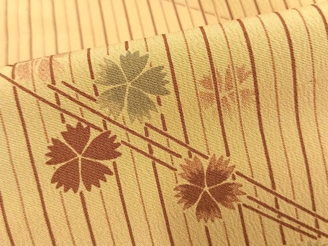 平和屋着物▽小紋 単衣 流水花文 洗える着物 AAAU8694fy 小紋