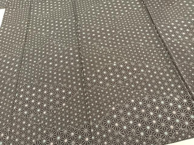 平和屋着物▽小紋 単衣 麻の葉文様 洗える着物 AAAU8697fy