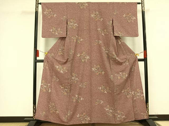 平和屋着物▽小紋 単衣 更紗花文 洗える着物 AAAU8702fy 小紋