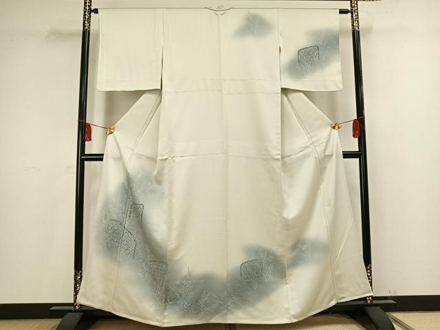 平和屋着物▽訪問着　単衣　草葉文　暈し染め　金彩　正絹　逸品　未使用　AAAU8706fy