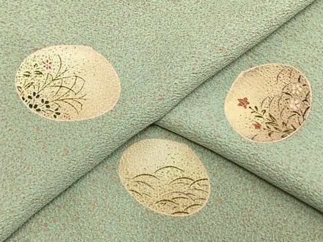 平和屋着物▽小紋　単衣　草花丸文　高島屋扱い　洗える着物　AAAU8713fy