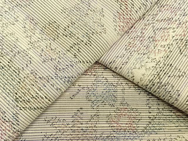 平和屋着物▽上質な紬　単衣　風景草花文　正絹　逸品　AAAU8714fy