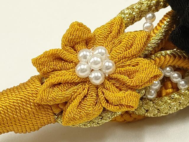 平和屋着物○和装小物 振袖用帯締め 装飾 つまみ細工 パール ライン