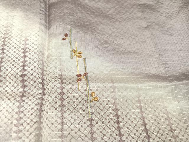 平和屋着物▽訪問着　単衣　刺繍　草木文　暈し染め　正絹　逸品　AAAV2508ph_3