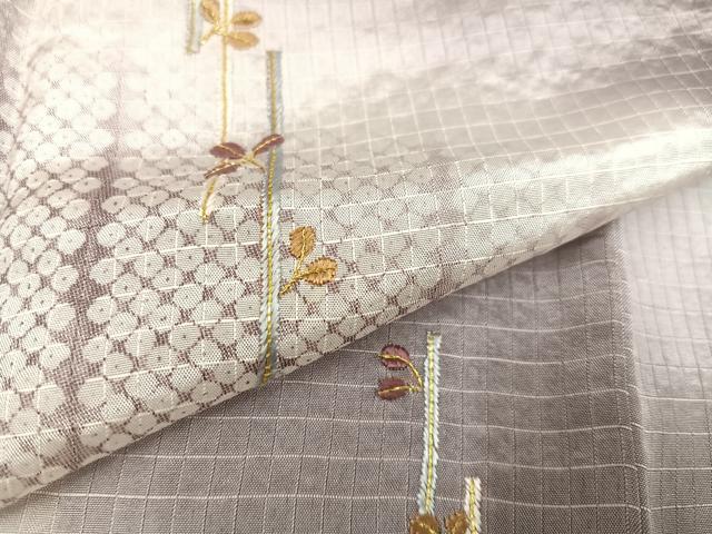 平和屋着物▽訪問着　単衣　刺繍　草木文　暈し染め　正絹　逸品　AAAV2508ph_4