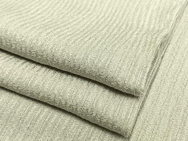 平和屋着物▽上質な色無地 単衣 縞地紋 白花色 正絹 逸品