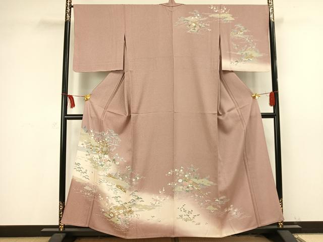 平和屋着物●十日町　名門　滝泰謹製　訪問着　草花文　暈し染め　正絹　逸品　AAAY8978ph 平和屋着物○十日町 名門 滝泰謹製 訪問着 草花文 暈し染め