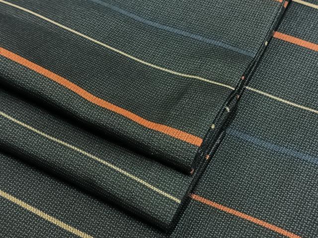 平和屋着物▽本場縞大島紬　単衣　横縞　正絹　逸品　AAAV2600fy