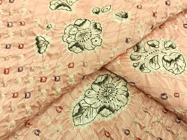 平和屋着物▽上質な紬　単衣　絞り　辻が花　正絹　逸品　AAAV2627fy