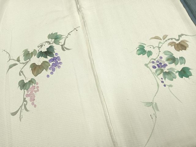 平和屋着物▽訪問着 無双 紗袷 紗×紗 手描き 葡萄文 金彩