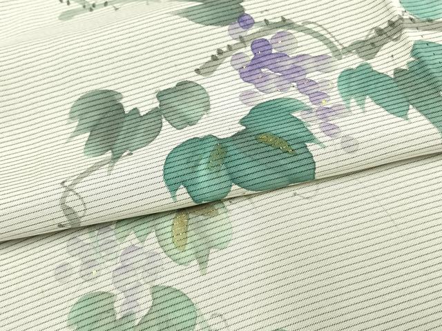 平和屋着物▽訪問着　無双　紗袷　紗×紗　手描き　葡萄文　金彩　正絹　逸品　AAAV2673fy 平和屋着物▽訪問着 無双 紗袷 紗×紗 手描き 葡萄文 金彩 正絹 逸品