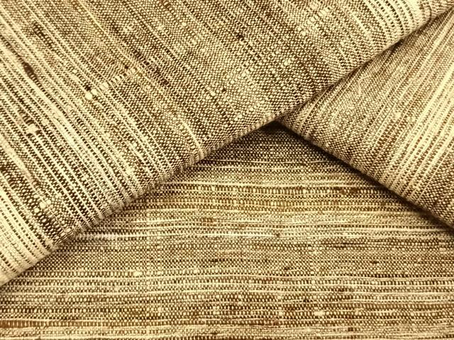 平和屋着物▽上質な紬　単衣　横縞　正絹　逸品　AAAV2678fy