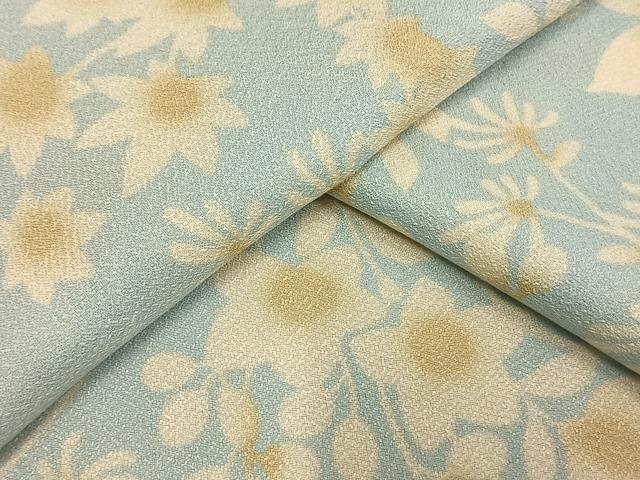 平和屋着物▽小紋　単衣　枝花文　ロング丈　洗える着物　AAAV2708fy