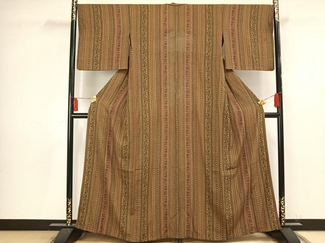 平和屋着物▽上質な小紋 単衣 草花間道 正絹 逸品 AAAV2731fy