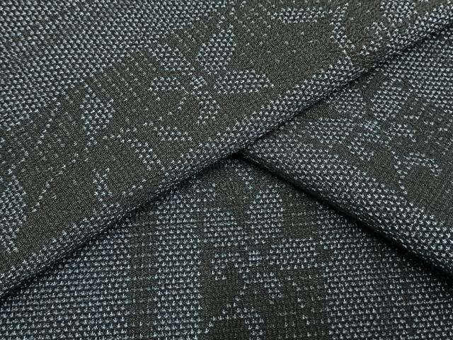 平和屋着物▽本塩沢　単衣　草花間道　正絹　逸品　AAAV2738fy