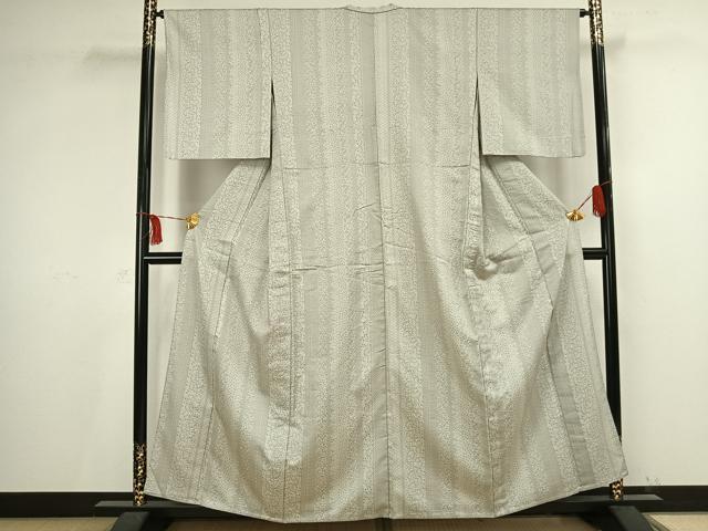 平和屋着物▽お召　単衣　草花間道　正絹　逸品　AAAV2743fy 平和屋着物▽お召 単衣 草花間道 正絹 逸品 AAAV2743fy