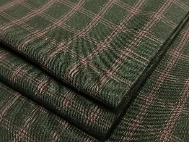 平和屋着物▽上質な紬　単衣　格子　正絹　逸品　AAAV2763fy
