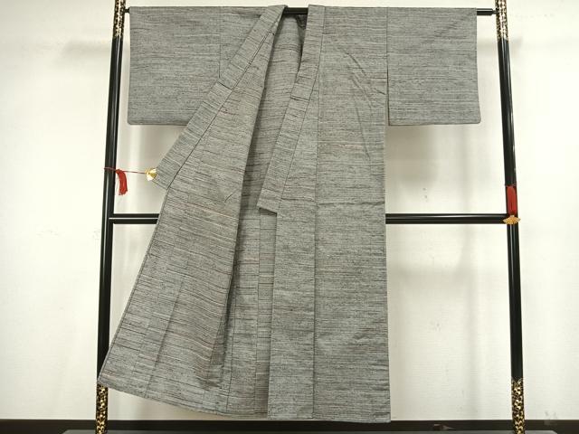 平和屋着物□極上 小紋 単衣 お召地 南天蔦の葉 金彩 逸品