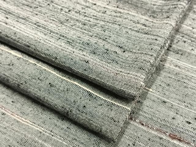 平和屋着物▽紬　単衣　横縞　ウール　AAAV2778fy