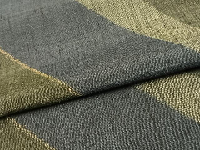 平和屋着物▽結城ちぢみ 単衣 斜縞 正絹 逸品 AAAV2787fy