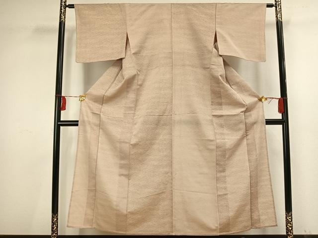 平和屋着物▽お召 単衣 よろけ縞 正絹 逸品 AAAV2795fy