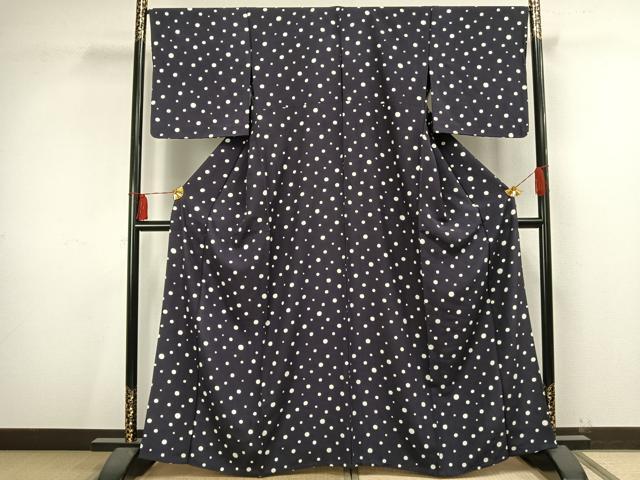 平和屋着物▽上質な小紋　単衣　水玉文　正絹　逸品　AAAV2806fy_1