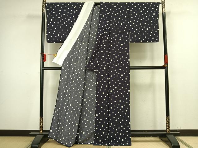 平和屋着物▽上質な小紋　単衣　水玉文　正絹　逸品　AAAV2806fy_2