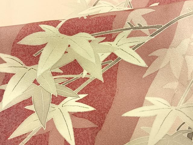 平和屋着物▽訪問着　単衣　友禅　作家物　手描き　枝葉文　正絹　逸品　AAAV2813fy_5