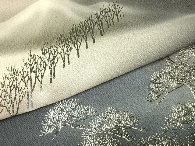 平和屋着物▽訪問着 単衣 樹林風景文 暈し染め 正絹 逸品