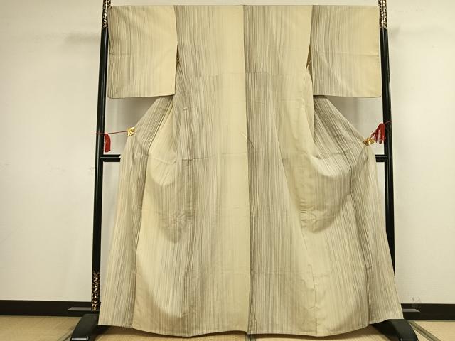 平和屋着物▽本塩沢 訪問着 単衣 斜線文 黒地 正絹 逸品 DAAV5656az