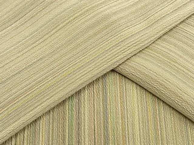 平和屋着物▽本塩沢　やまだ織　200色　単衣　縞　さが美扱い　正絹　逸品　AAAV2824fy