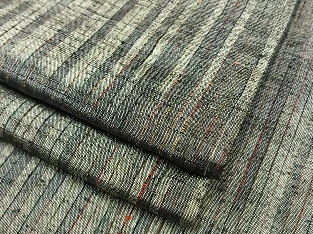 平和屋着物▽上質な紬　単衣　縞　正絹　逸品　未使用　AAAV2838fy