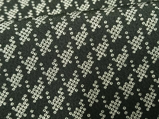 平和屋着物▽上質な小紋 単衣 千鳥格子 黒地 正絹 逸品 AAAV2840fy