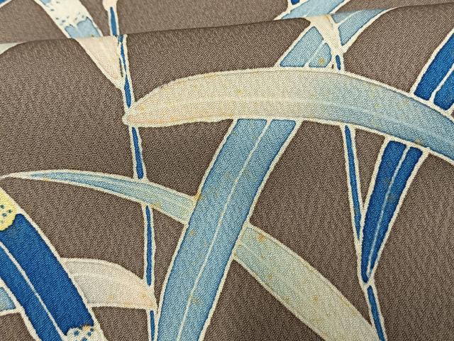 平和屋着物▽訪問着 単衣 友禅 葦 正絹 逸品 AAAV2841fy