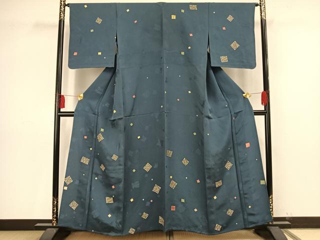 平和屋着物▽訪問着　単衣　色紙散らし文　正絹　逸品　AAAV2843fy