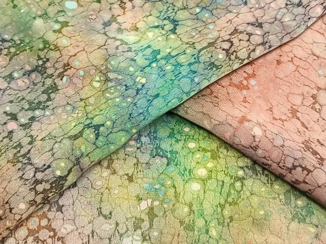 平和屋着物▽上質な小紋　単衣　霞文　正絹　逸品　AAAV2866fy