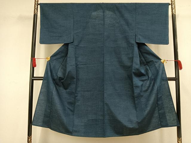 平和屋着物○男性 玉華紬 鉄御納戸色 やまと誂製 証紙付き 正絹 逸品