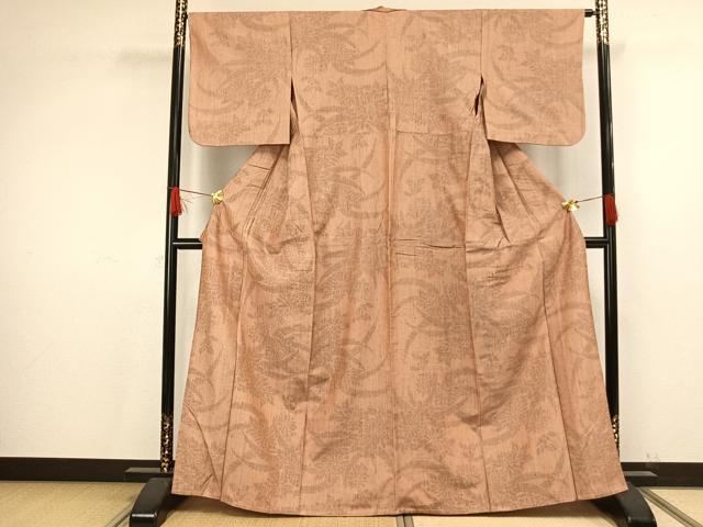 平和屋着物▽上質な紬　単衣　草花文　正絹　逸品　AAAV2877fy 平和屋着物▽上質な紬 単衣 草花文 正絹 逸品 AAAV2877fyの通販はau