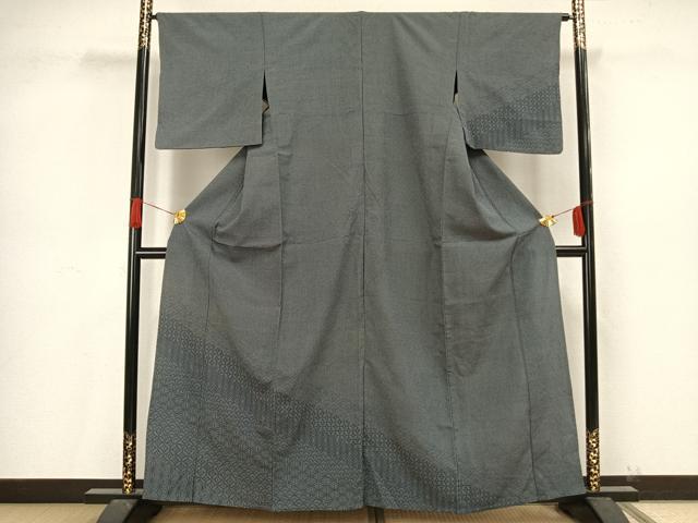 平和屋着物▽本塩沢　訪問着　単衣　110亀甲　割付き文　正絹　逸品　AAAV2879fy