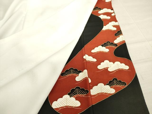 平和屋着物＊夏物　黒留袖　絽　流水文　正絹　逸品　AABE2638jd 平和屋着物＊夏物 黒留袖 絽 流水枝花文 正絹 逸品 AABB8652st