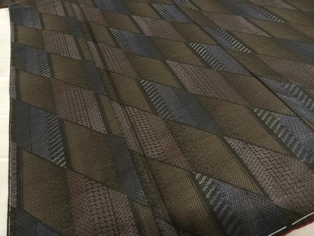 平和屋着物○本場大島紬 9マルキ 斜縞 久野織物特選 黒地 さが美扱い