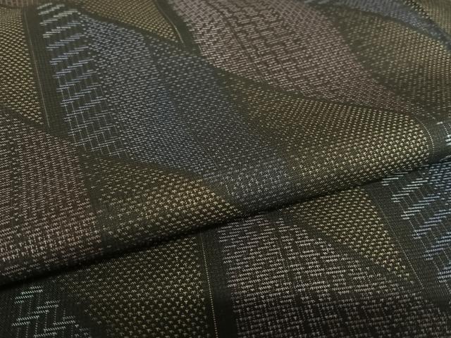 平和屋着物○本場大島紬 9マルキ 斜縞 久野織物特選 黒地 さが美扱い