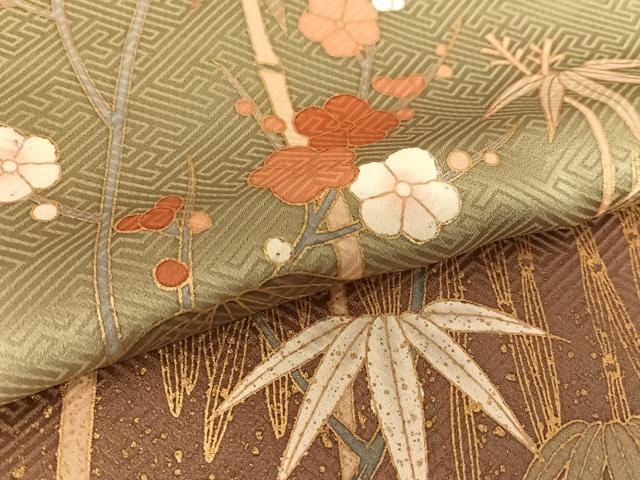 akmx147 美品 逸品 粋 金彩 正絹 訪問着 平和屋着物□訪問着 駒刺繍 雪芝花文 暈し染め 金彩 正絹 逸品